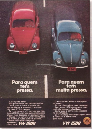 VW Fusca 1300 1500 publicidade